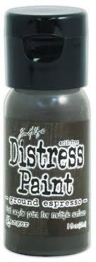 Bottle of Tim Holtz Distress Paint in ground espresso colour