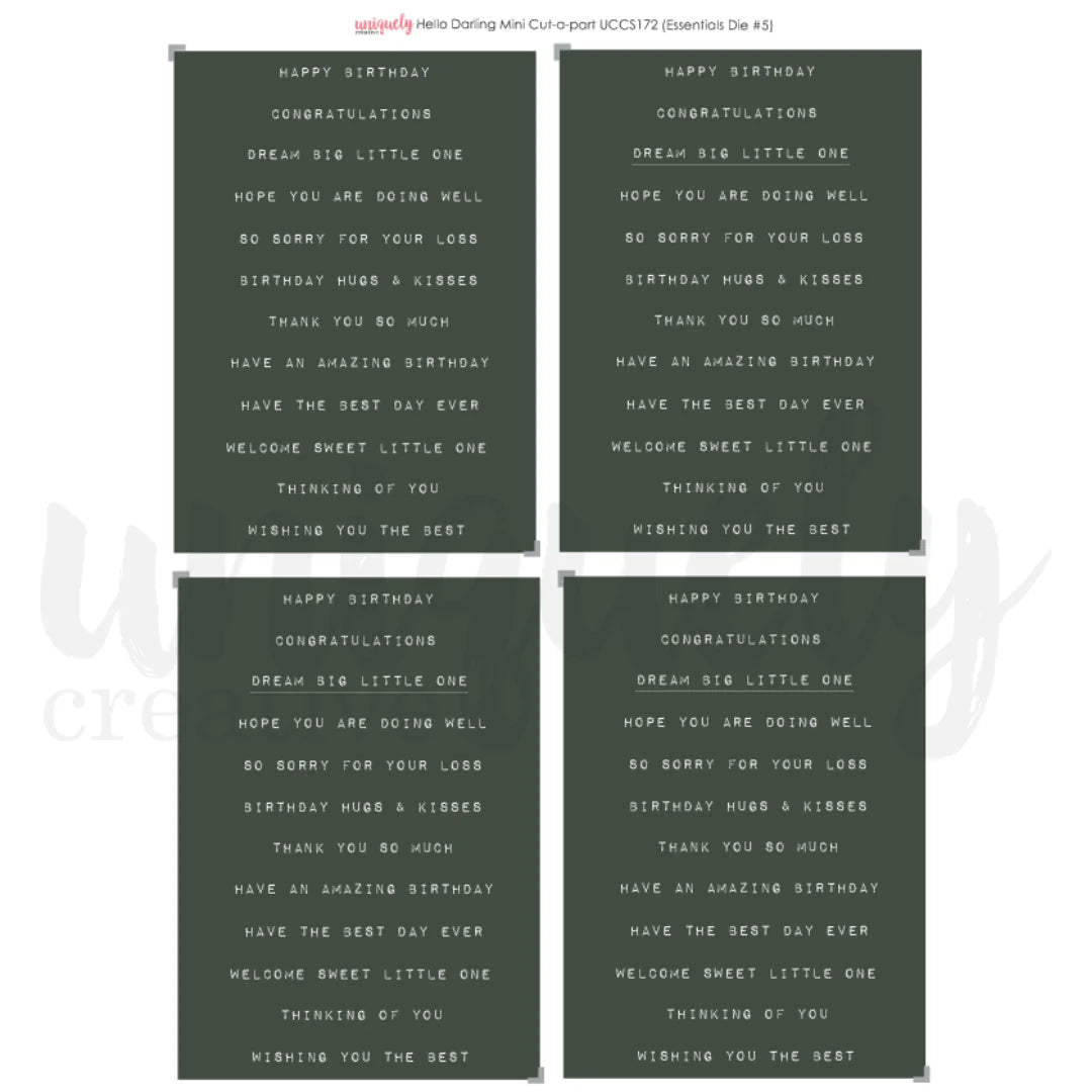 Uniquely Creative - Cut-A-Part Sheet MINI - Hello Darling