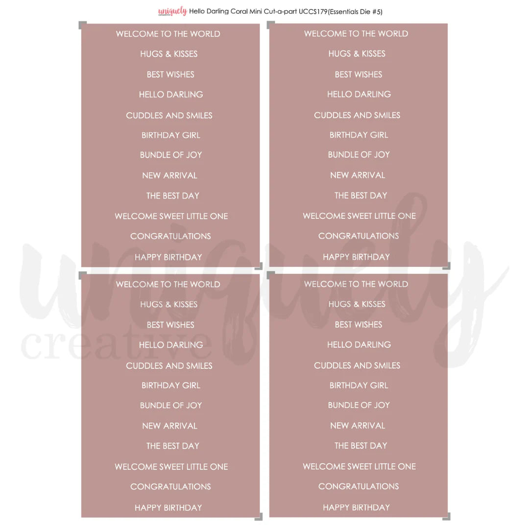 Uniquely Creative - Cut-A-Part Sheet MINI - Hello Darling Coral