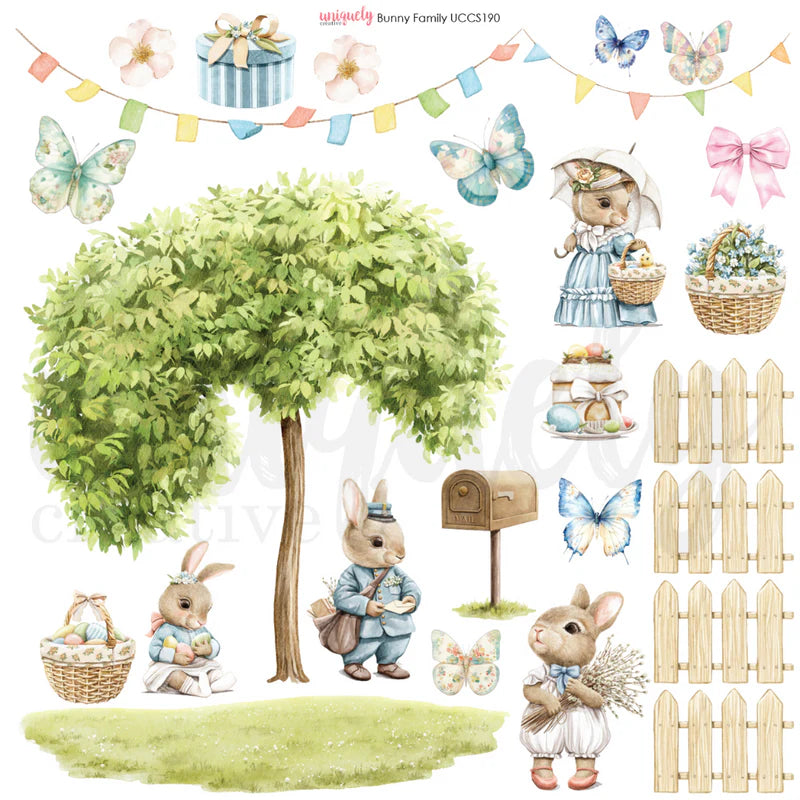 Uniquely Creative - 12x12 Bunny Family Cut-a-Part Sheet