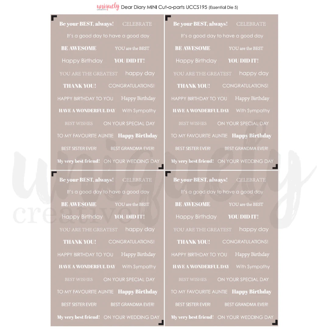 Uniquely Creative - Cut-A-Part Sheet - Dear Diary Mini