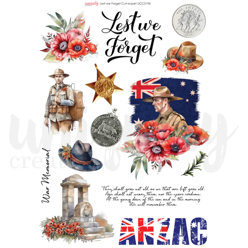 Uniquely Creative - Cut-A-Part Sheet - Lest We Forget