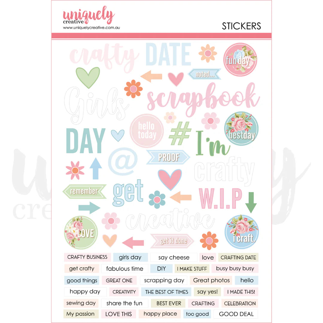 Uniquely Creative - Patchwork Roses Puffy Stickers