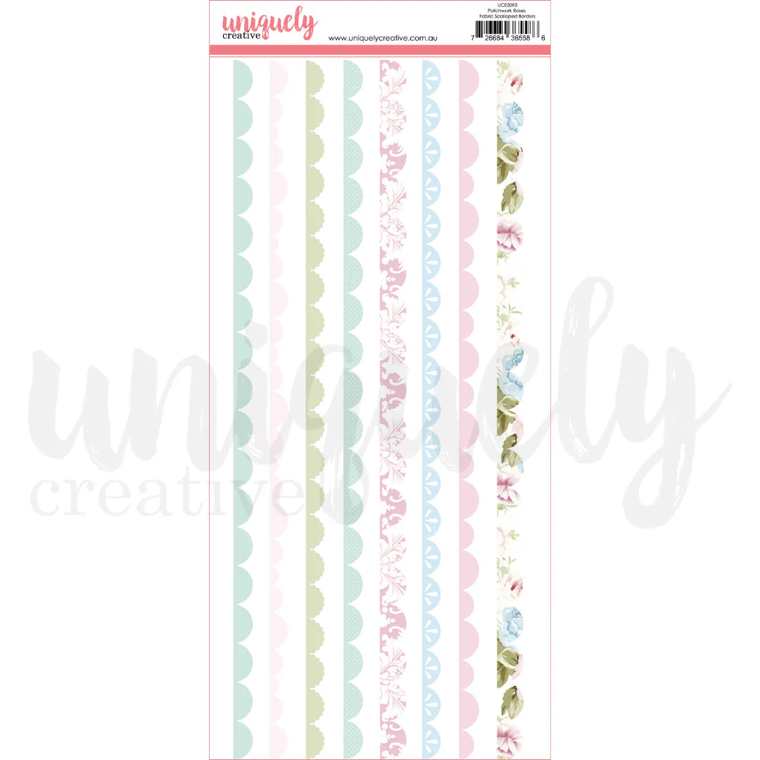 Uniquely Creative - Patchwork Roses Fabric Scalloped Borders
