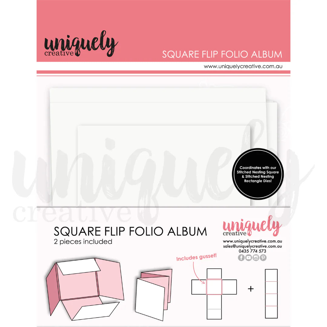 Uniquely Creative Square Flip Folio Album - White