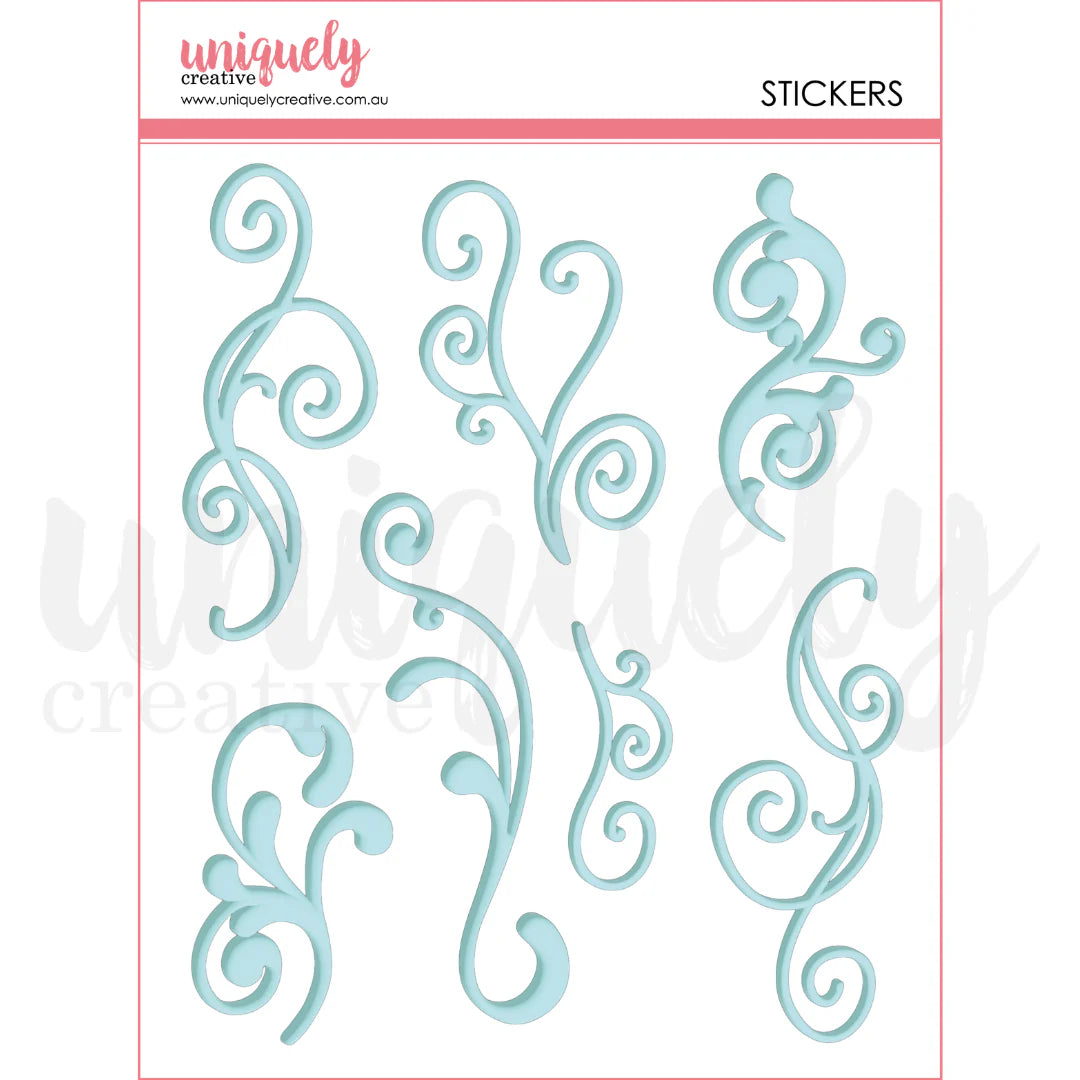 Decorative stickers with intricate designs on a white background, branded 'uniquely creative'.