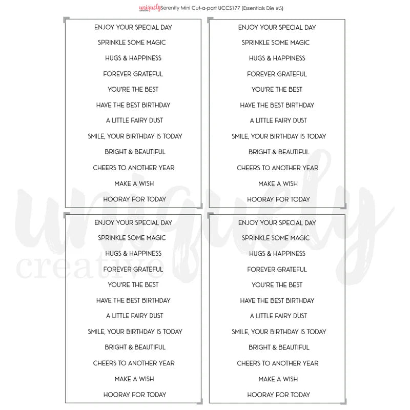 Uniquely Creative - Cut-A-Part Sheet - Serenity Mini