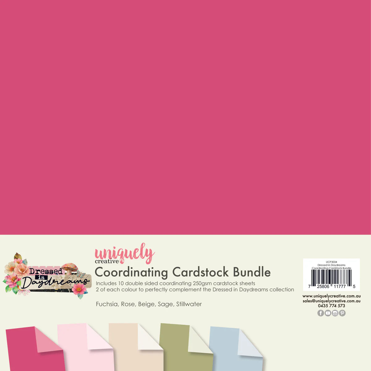 Uniquely Creative Coordinating Cardstock Bundle packaging with pink cardstock and brand details.