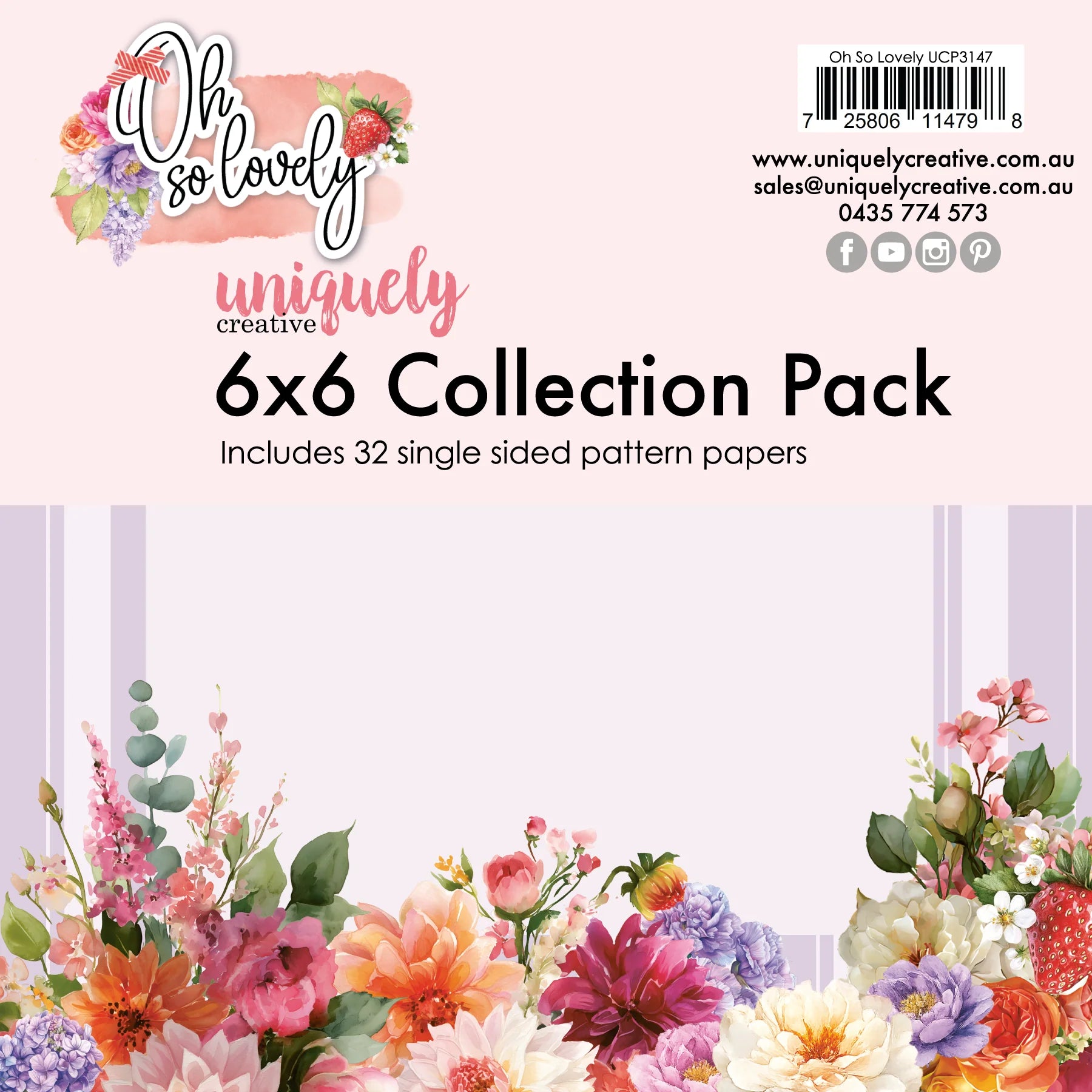 6x6 Collection Pack by Uniquely Creative with floral design on a white background
