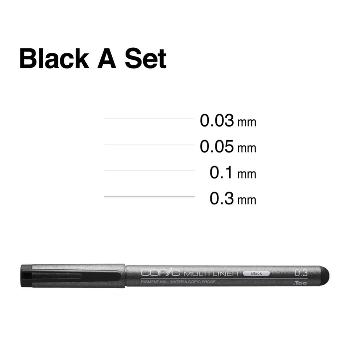Copic- Multiliner Set A- Black- 4pcs