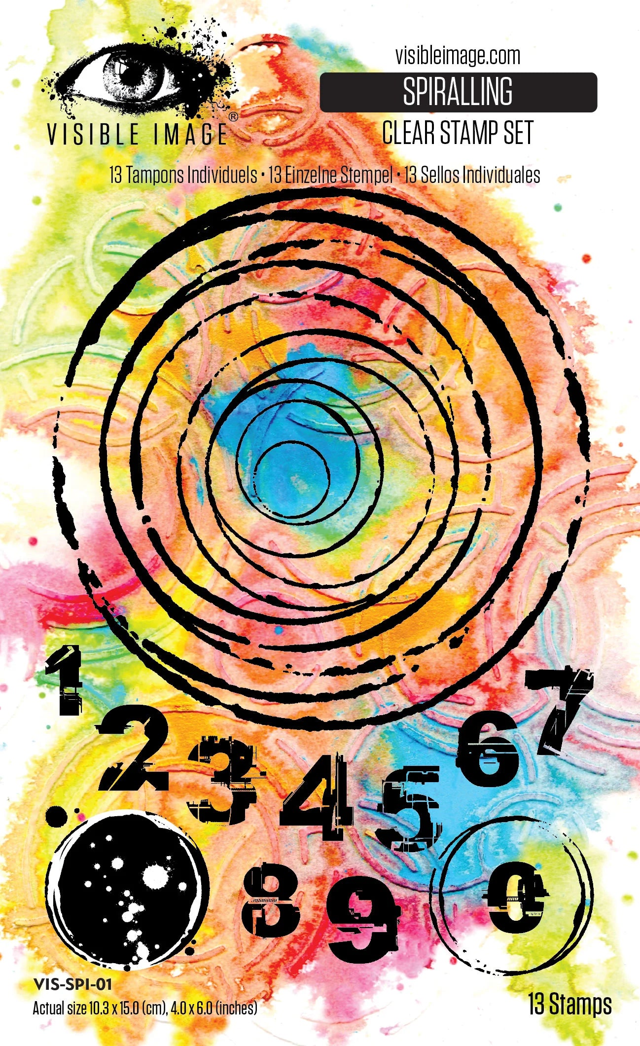 Spiral pattern with numbers on a colourful background