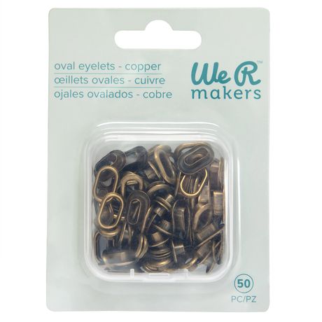 Pack of oval eyelets in copper color by We R Makers on a white background