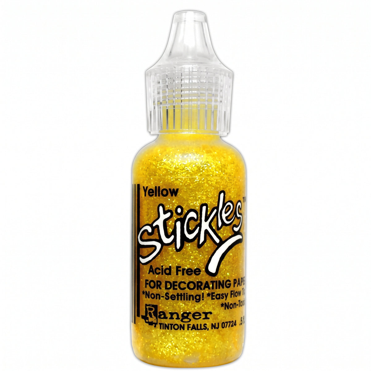 Ranger Stickles glitter glue in a clear squeeze bottle with a precision applicator tip