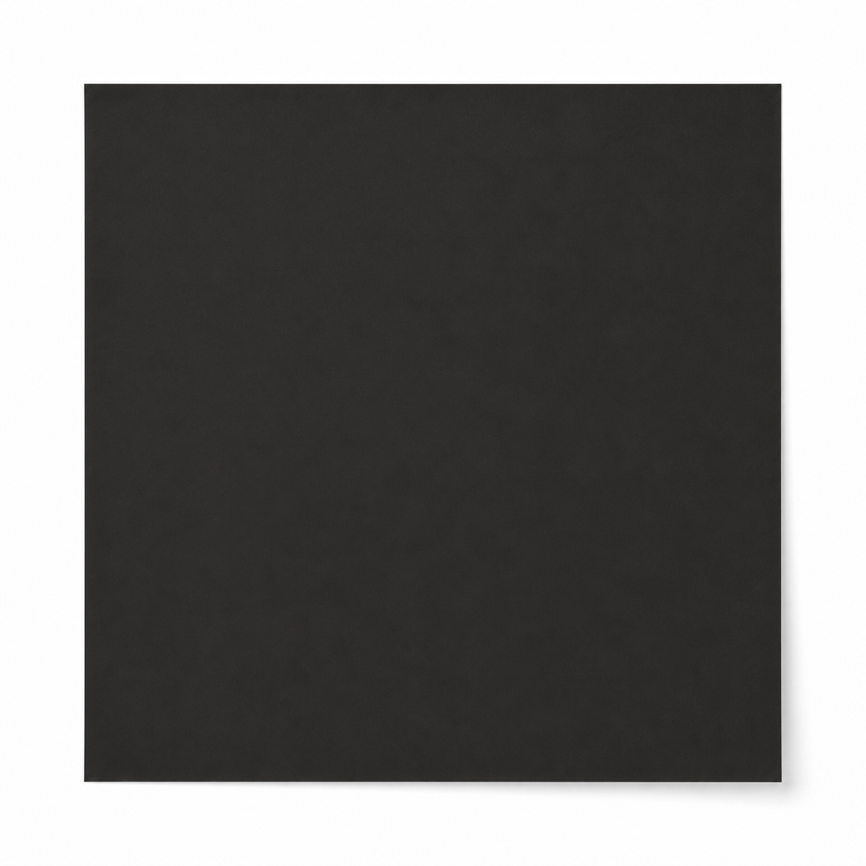 A solid black square tile or card with a subtle matte texture, centered on a clean white background with a soft drop shadow.
