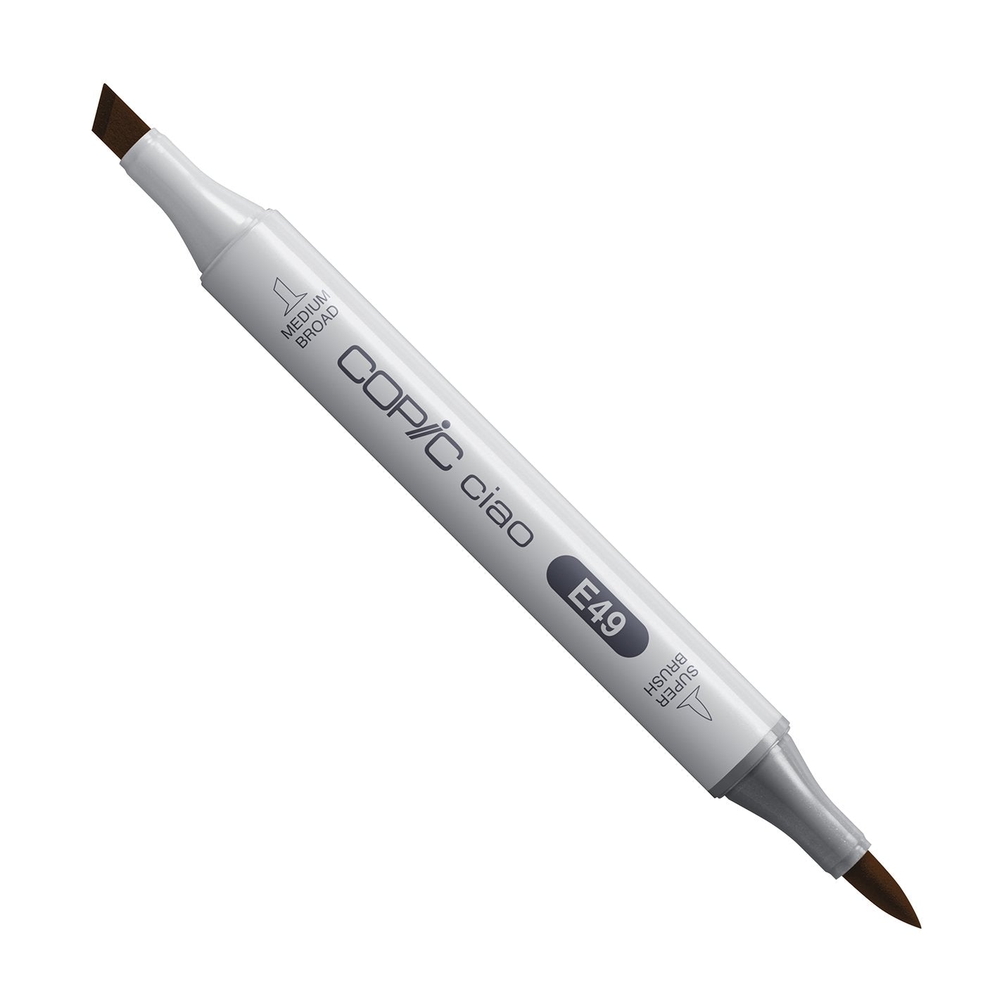 Copic Ciao E49 Dark Bark alcohol marker with medium broad and super brush nibs