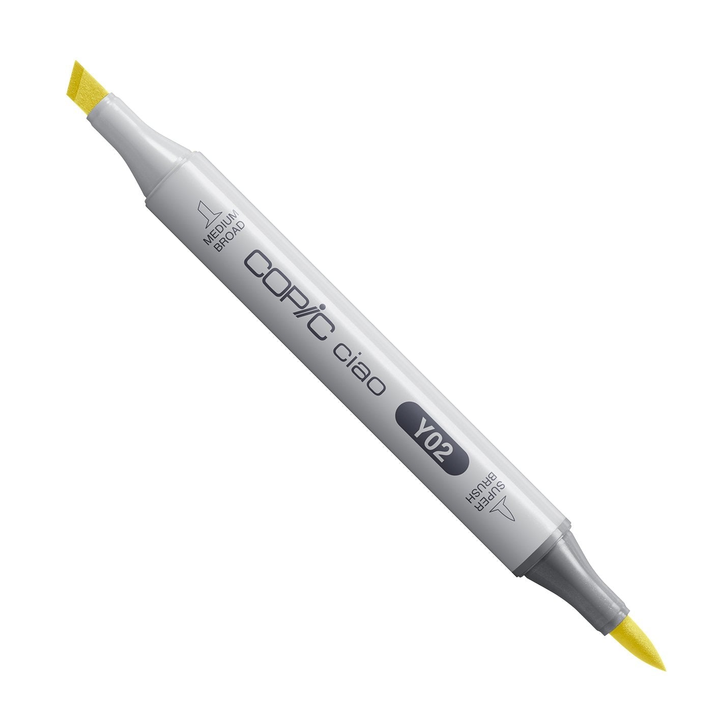 Copic Ciao Y02 Canary Yellow alcohol marker with medium broad and super brush nibs