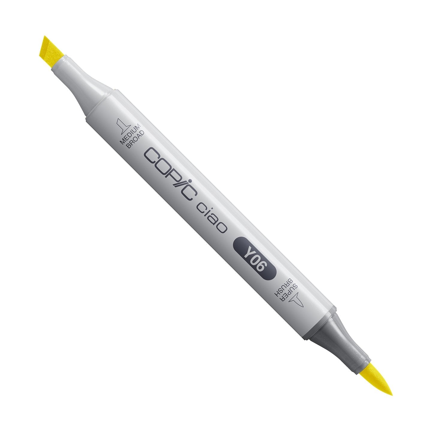 Copic Ciao Y06 Yellow alcohol marker with medium broad and super brush nibs
