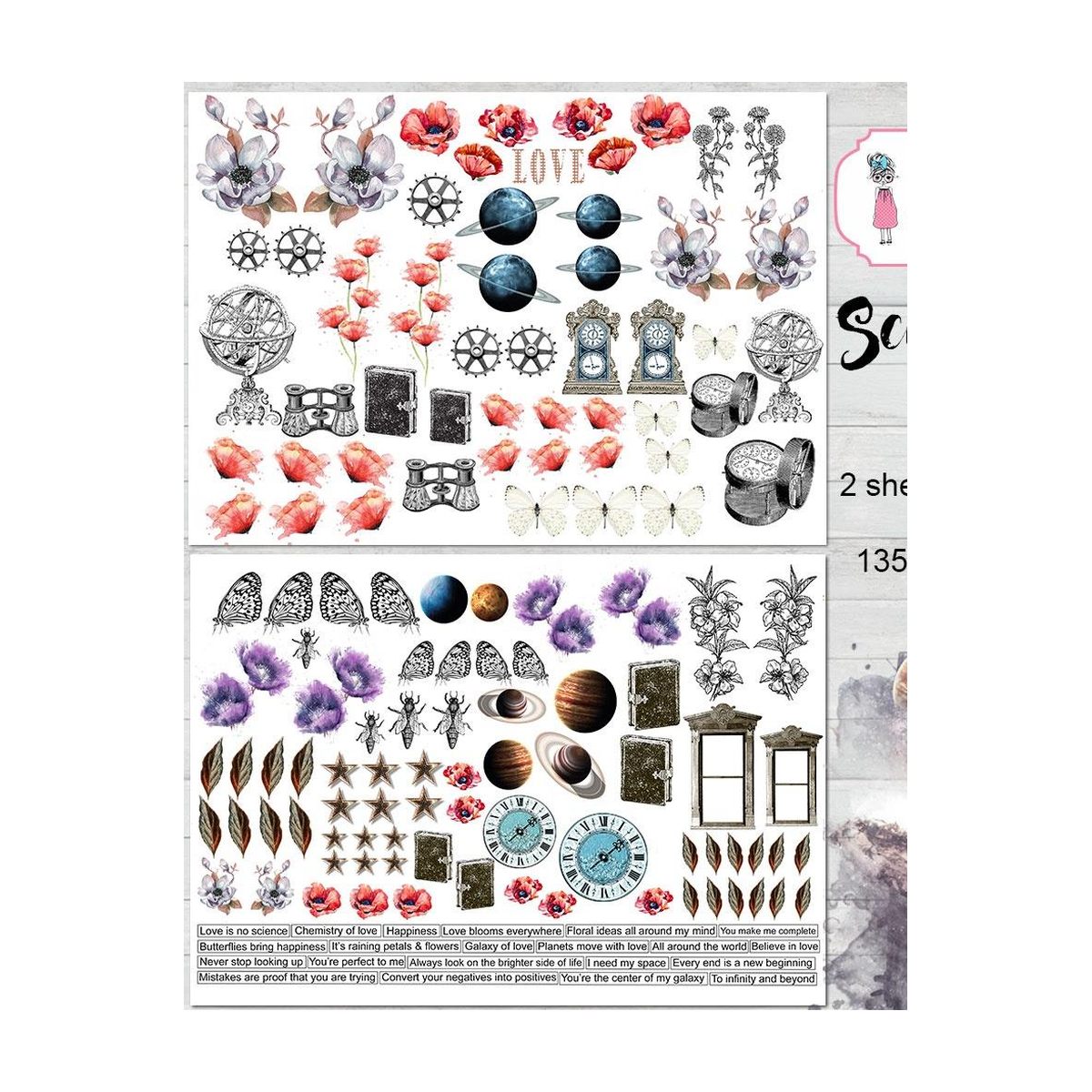 Dress My Craft Image Sheet 240gsm A4 - Scientific Love