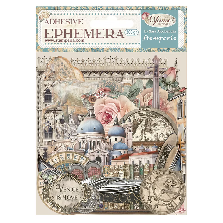Stamperia Cardstock Ephemera Adhesive Paper Cut Outs - Venice City of Art