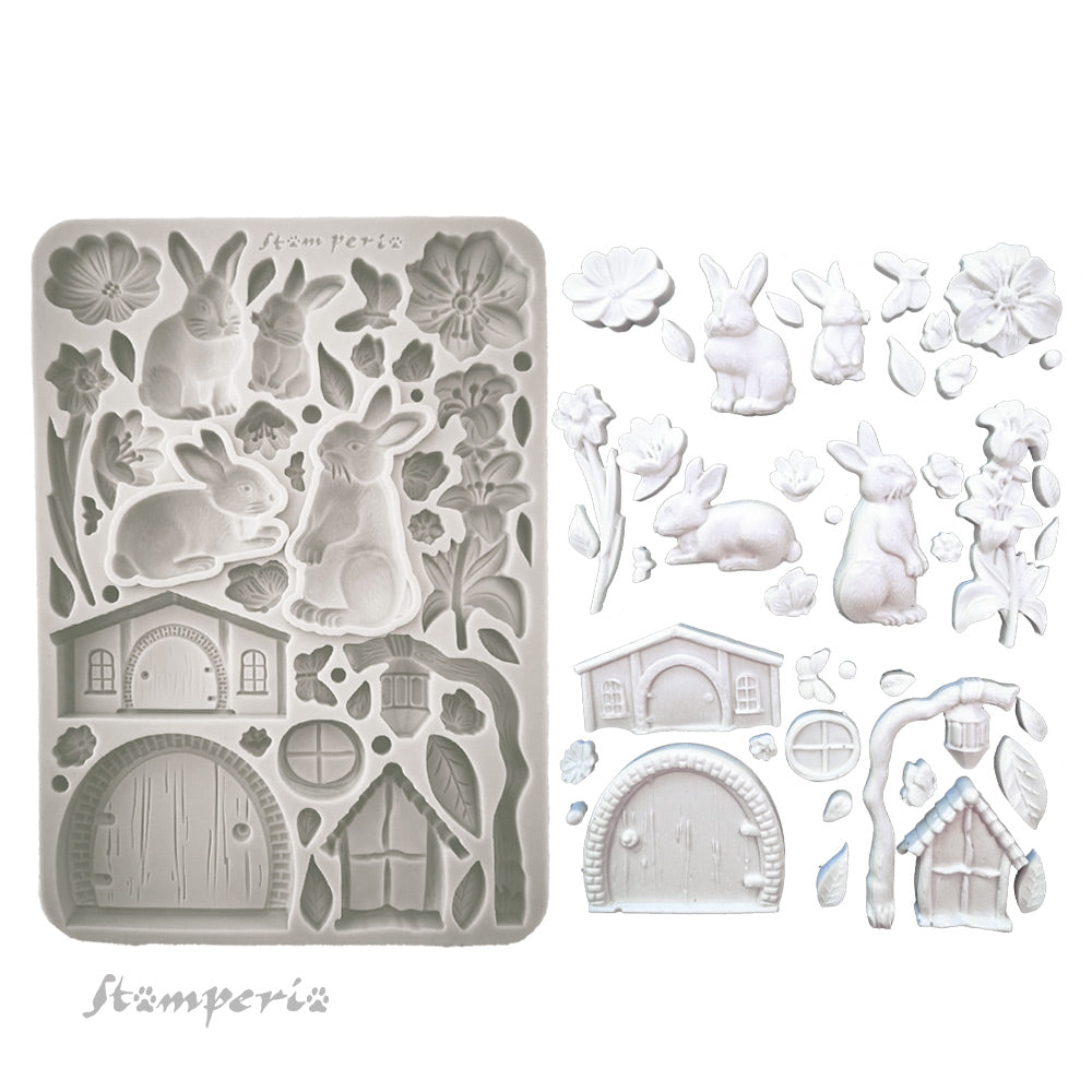 Stamperia Silicone Mould A5 - Rabbits and Flowers