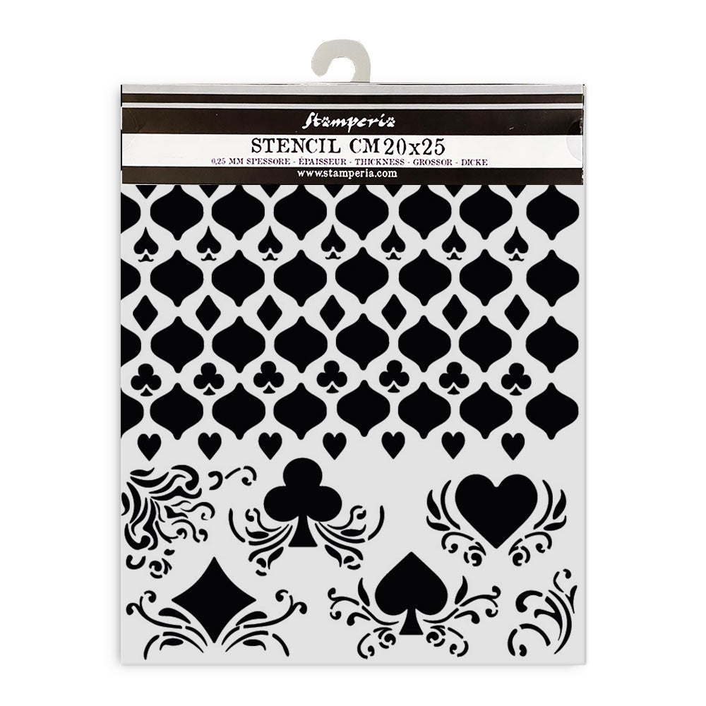 Stamperia Media Stencil 20x25cm - Master of Magic Cards Pattern