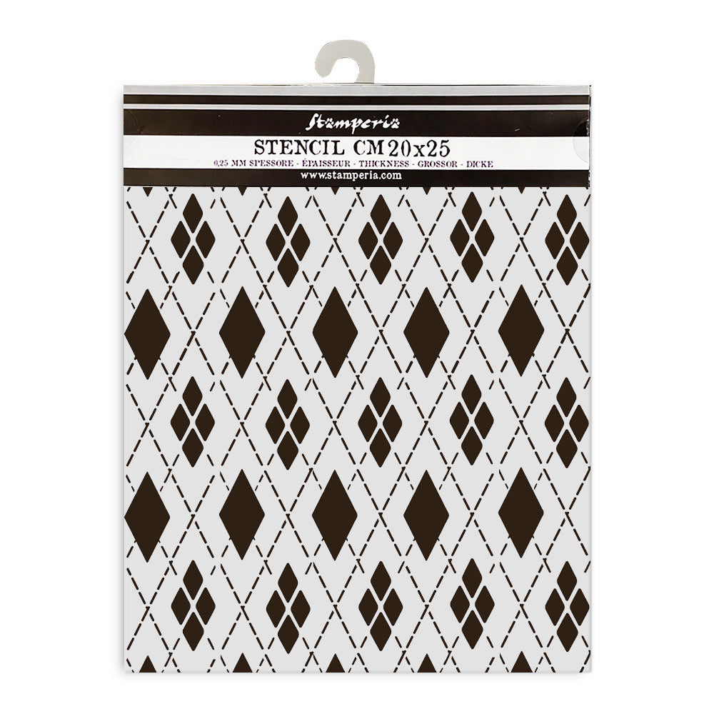 Stamperia Media Stencil 20x25cm - Master of Magic Rhombus Pattern