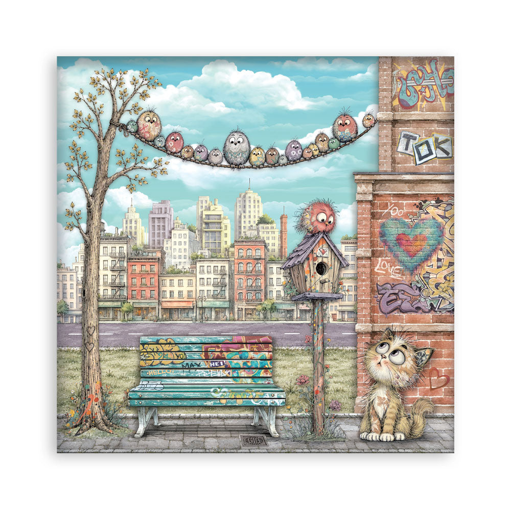 Stamperia Single-Sided Paper Pad 12x12 - Furry Friends 2