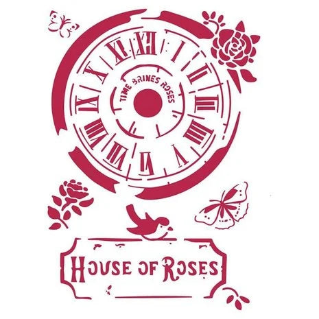 Stamperia Stencil - Clock House of Roses