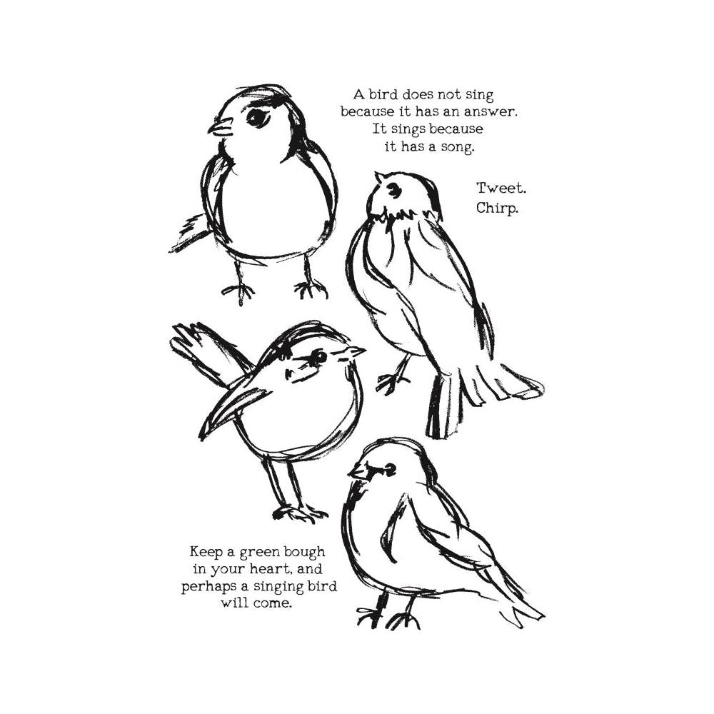 Dina Wakley Media Cling Stamps - Scribbly Birds