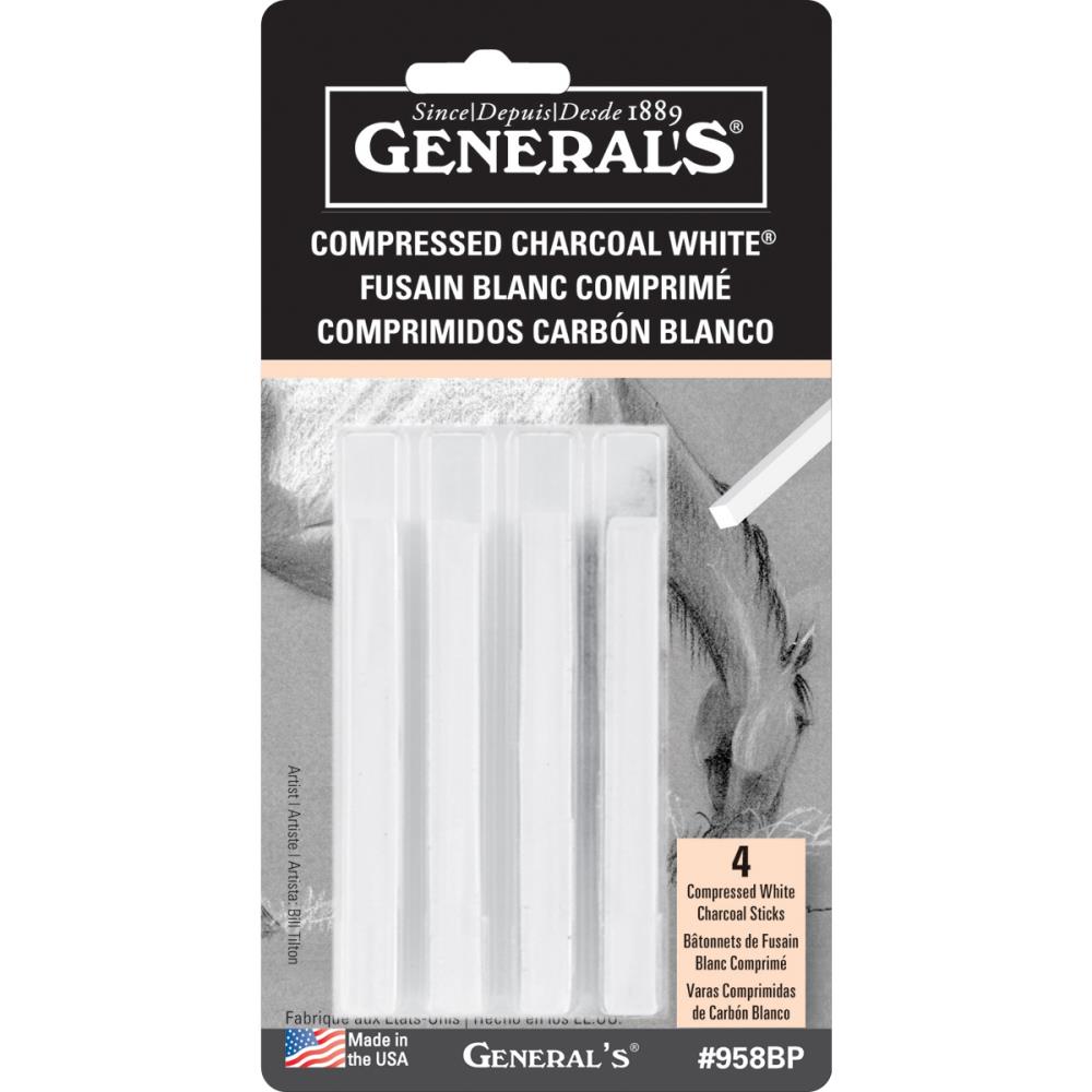 Compressed Charcoal Sticks - White - 2B, 4B & 6B