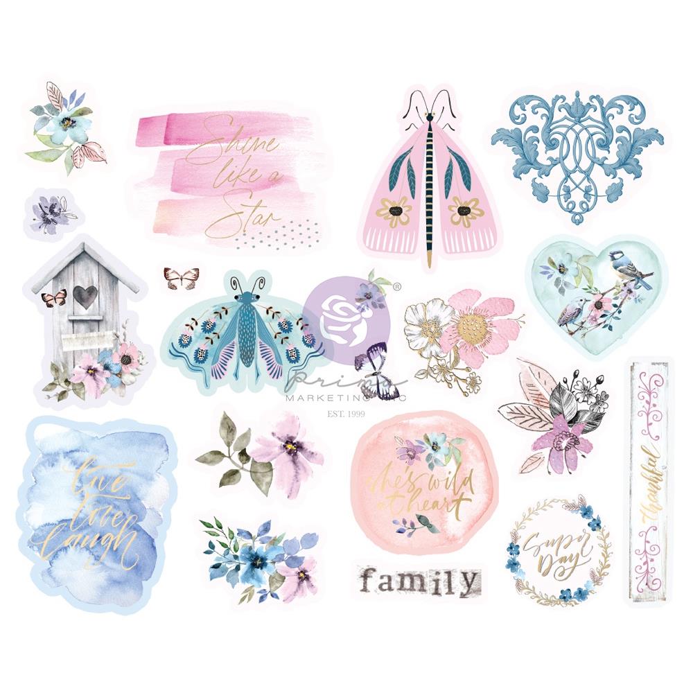 Prima Marketing Chipboard Stickers - Watercolor Floral