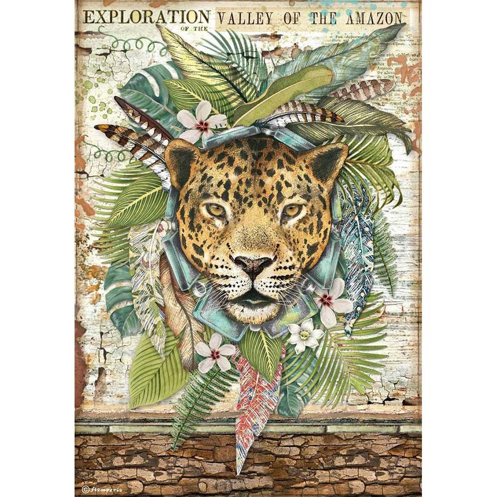 Stamperia Rice Paper Sheet A4 - Jaguar Amazonia