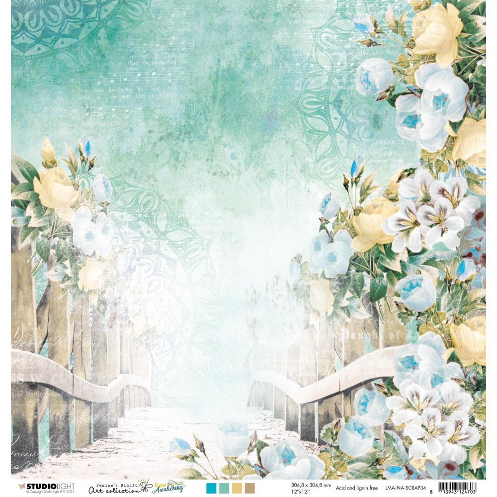 Jenine's Mindful Art New Awakening Double-Sided Cardstock - NR. 34 Bridge & Vintage Notes
