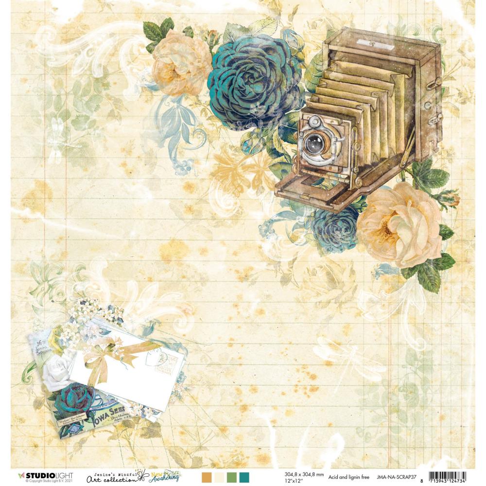 Jenine's Mindful Art New Awakening Double-Sided Cardstock - NR. 37, Vintage Camera