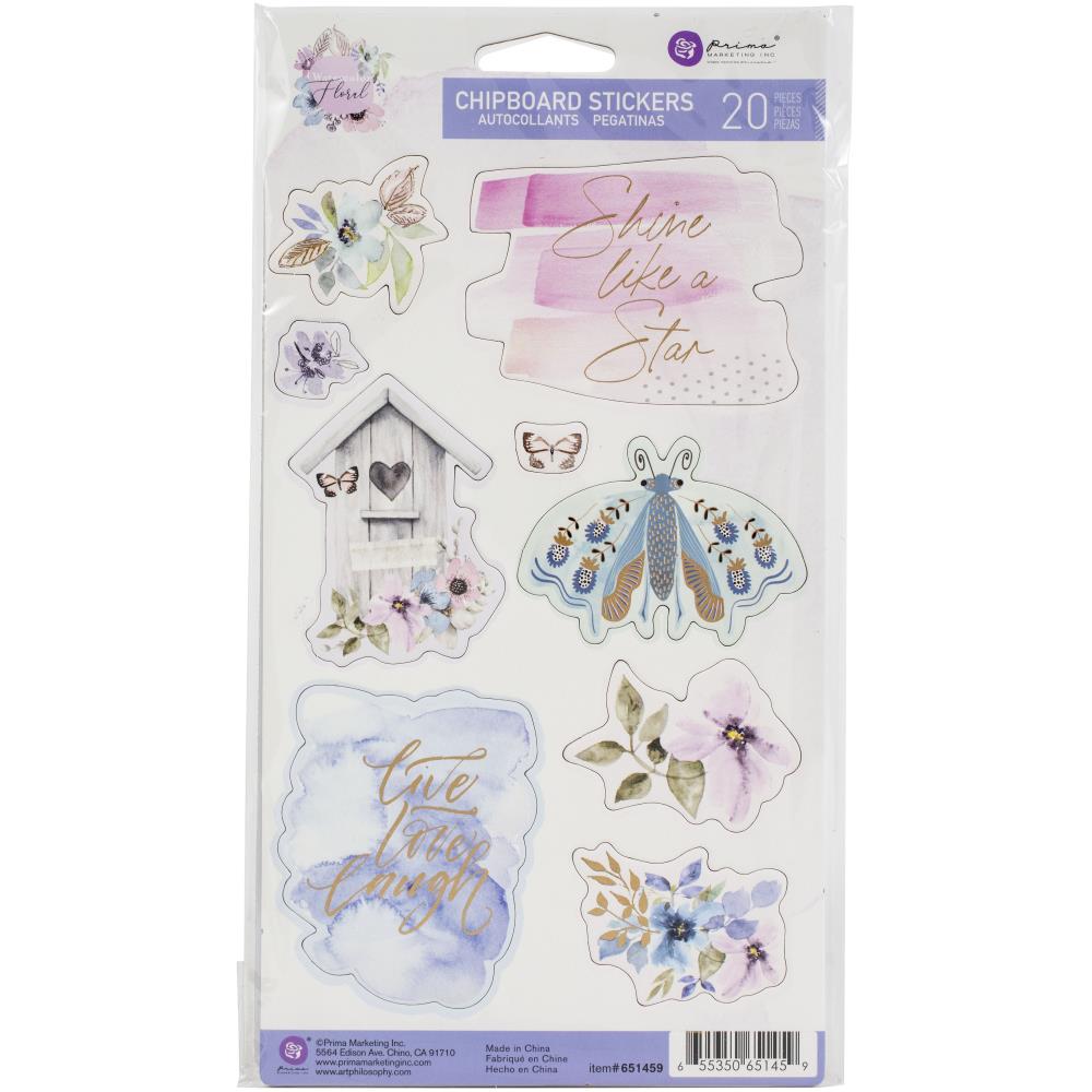 Prima Marketing Chipboard Stickers - Watercolor Floral.