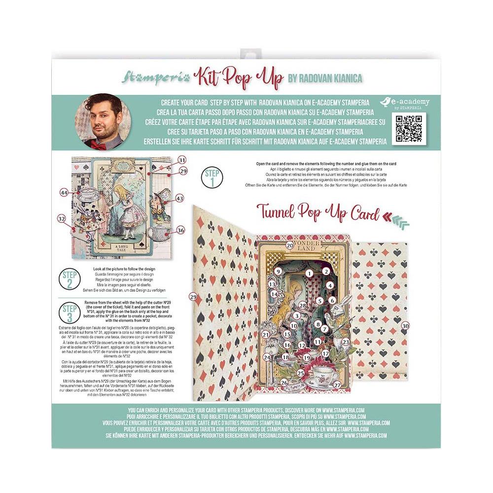 Stamperia Tunnel Pop-Up Card Kit - Alice In Wonderland