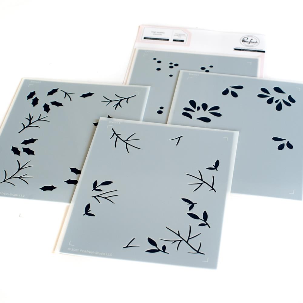 Pinkfresh Studio Stencils - Holiday Botanical Background Layering