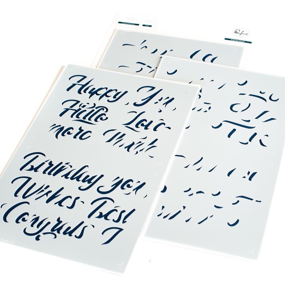 Pinkfresh Studio Stencils - Brushed Sentiments