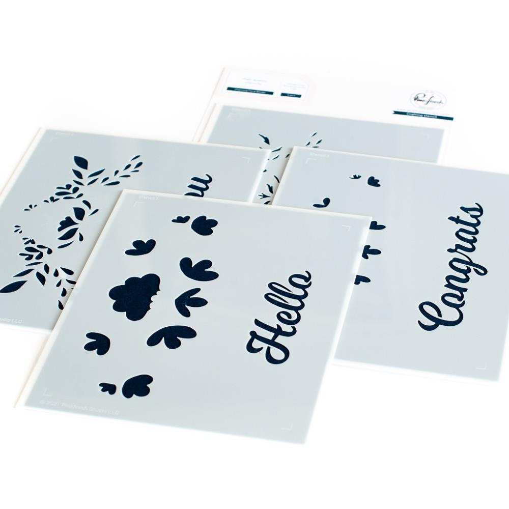 Pinkfresh Studio Stencils - Charming Floral Border Layering