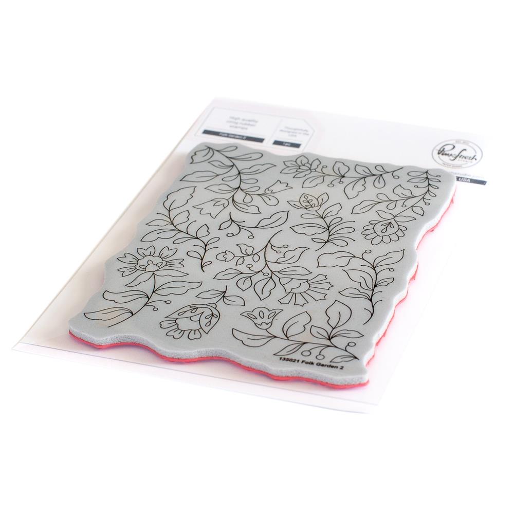Pinkfresh Studio Cling Rubber Background Stamp A2 - Folk Garden 2