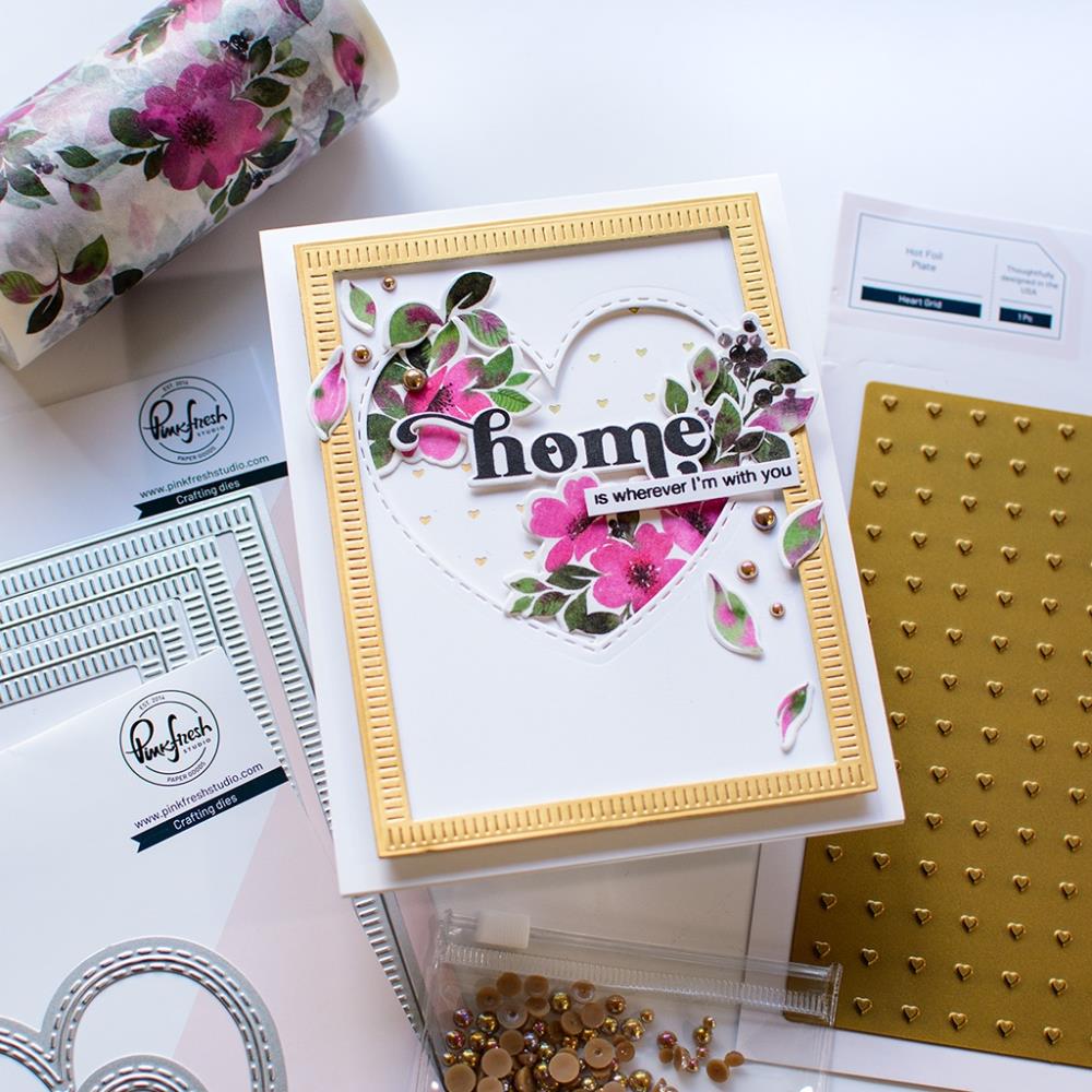 Pinkfresh Studio Hot Foil Plate - Heart Grid