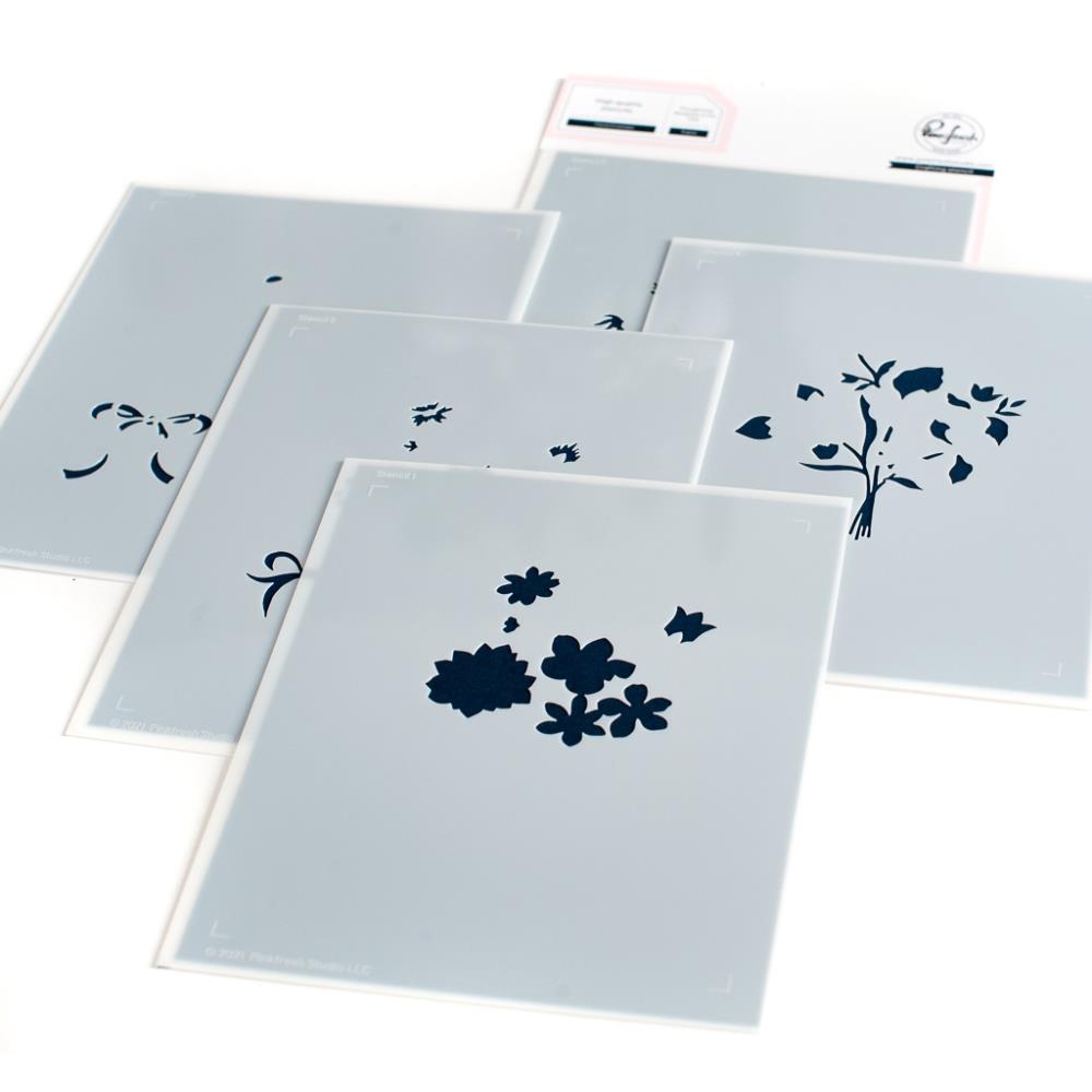 Pinkfresh Studio Stencils - Floral Envelope Layering