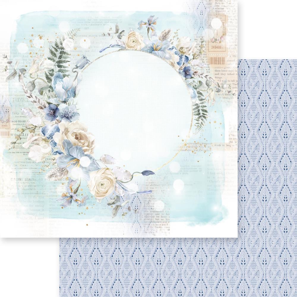 Dusty Blue Floral Double-Sided Cardstock 12X12 - Dusty Blue Floral
