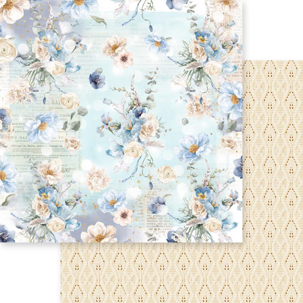 Dusty Blue Floral Double-Sided Cardstock 12X12 - Floral Medley