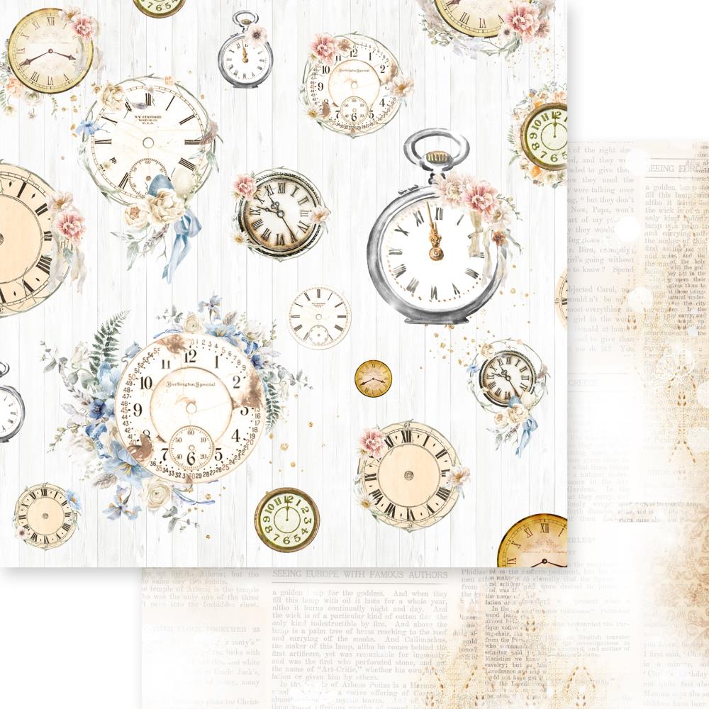 Dusty Blue Floral Double-Sided Cardstock 12X12 - Bloom & Grow