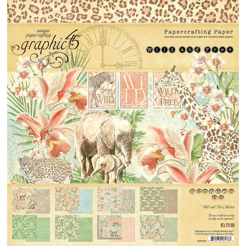 Graphic 45 - 8x8 Paper Pad - Wild & Free