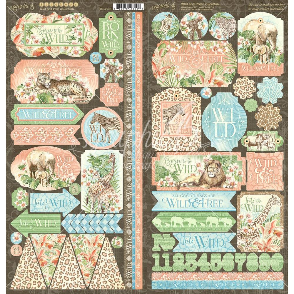 Graphic 45 - Cardstock Stickers - Wild & Free