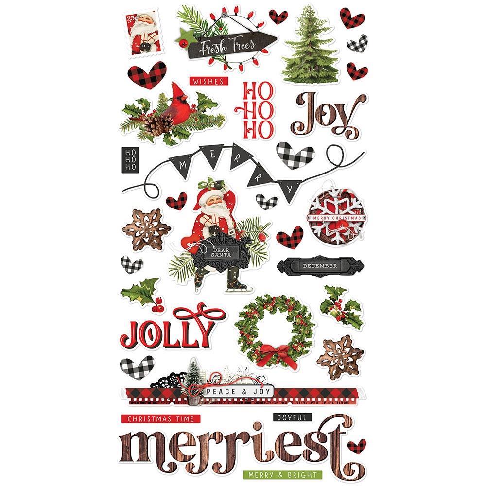 Simple Vintage Christmas Lodge Chipboard Stickers