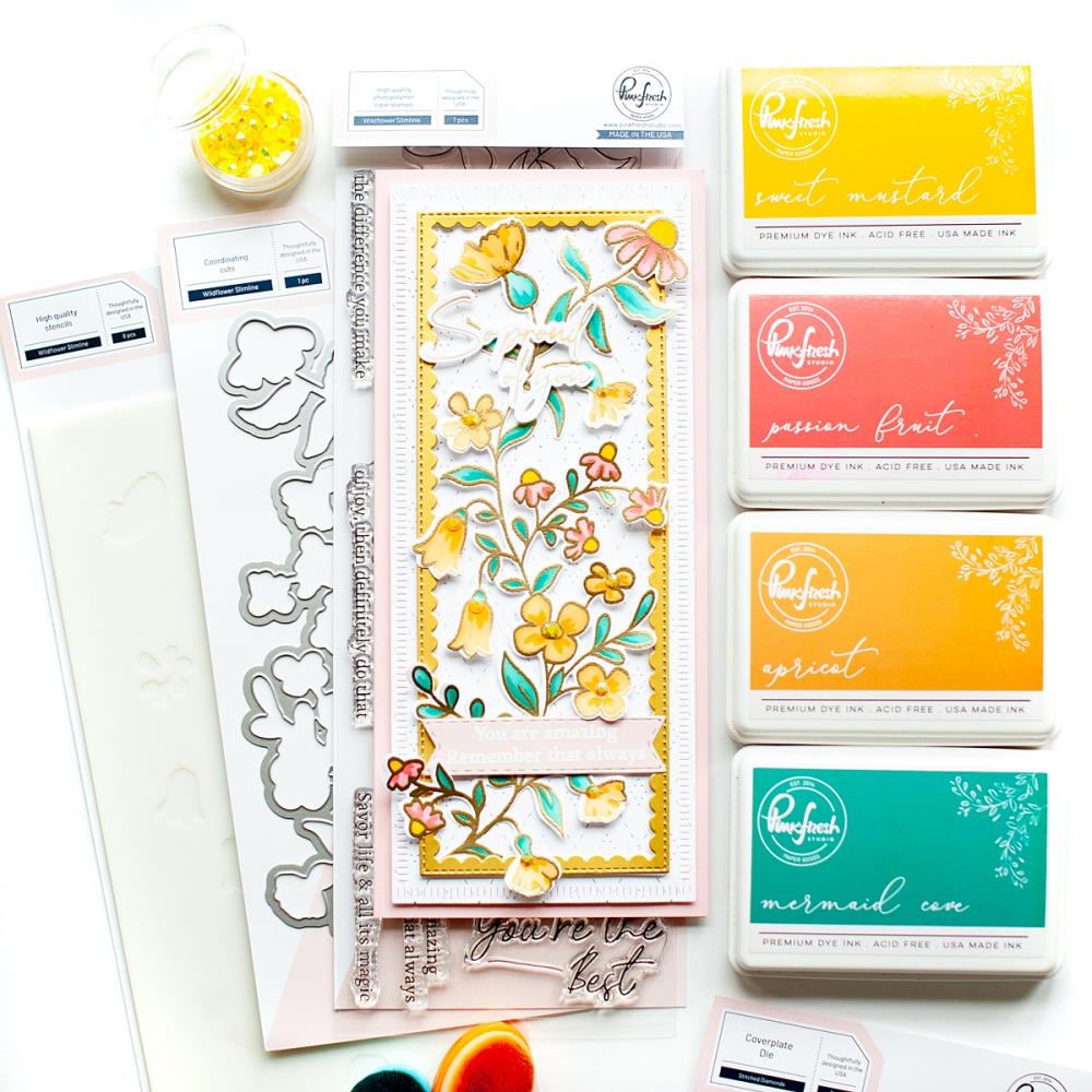 Pinkfresh Studio Stencil - Wildflower Slimline Layering