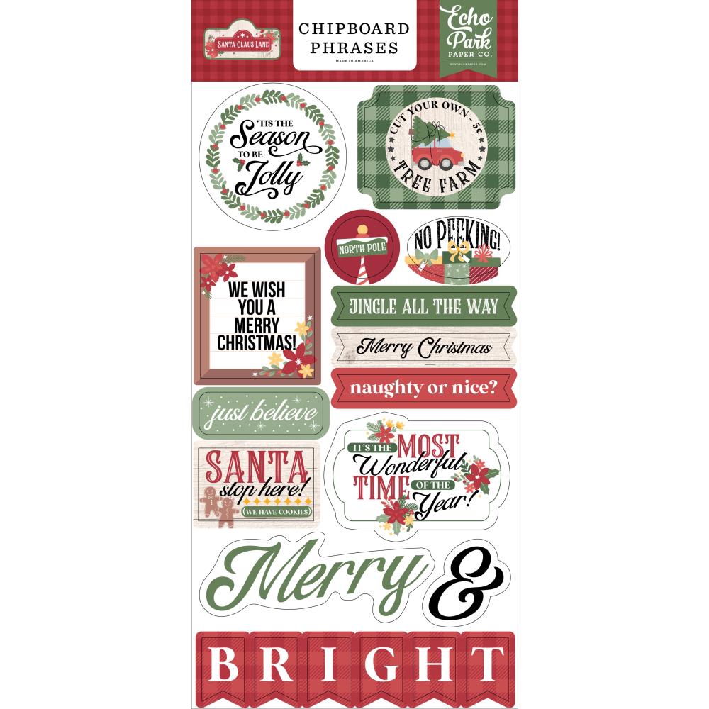 Santa Claus Lane Chipboard Phrases
